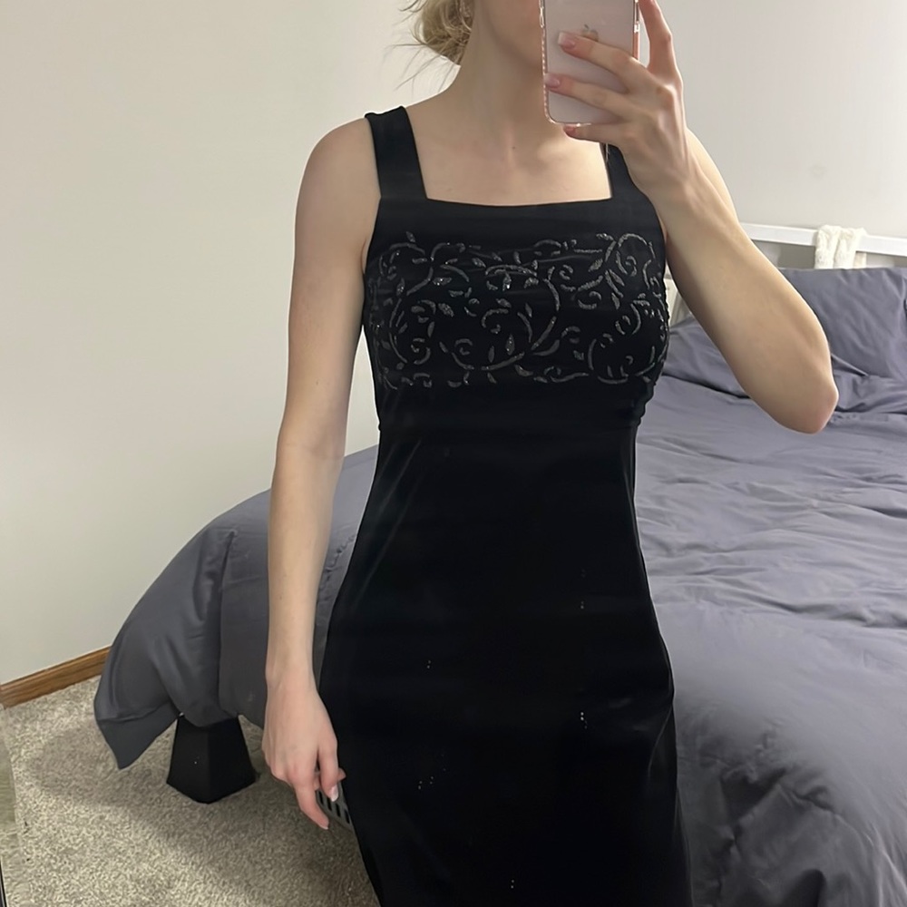 Rabbit rabbit rabbit Designs vintage black velvet embellished midi dress